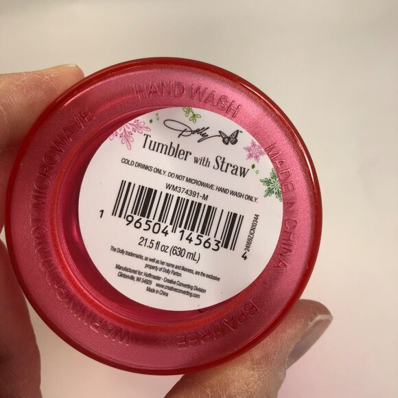 Dolly Parton Christmas 21.5 oz Pink Plastic Tumbler with Straw Green Lid New - Picture 9 of 16